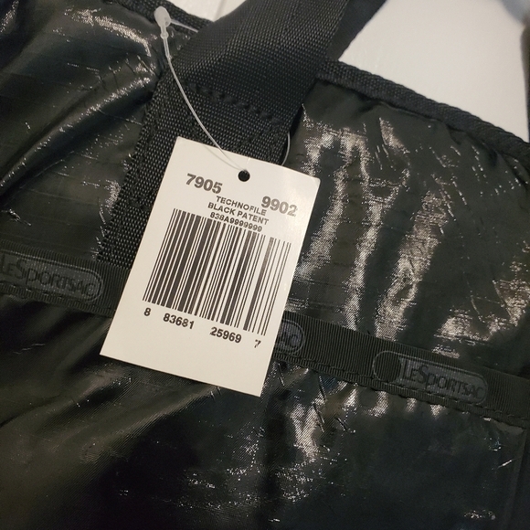 NWT LeSportsac Black Patent Technofile Laptop Travel Bag, lightweight - Picture 2 of 10